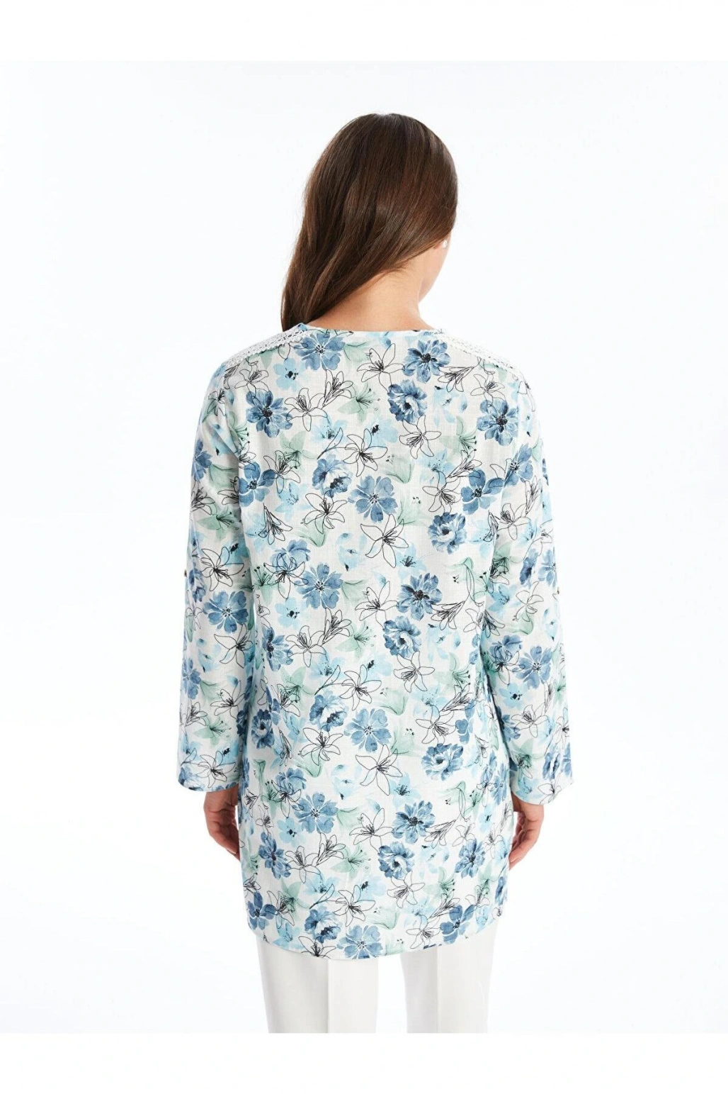 LCW Grace Kaçık Yaka Çiçekli Uzun Kollu Kadın Tunik