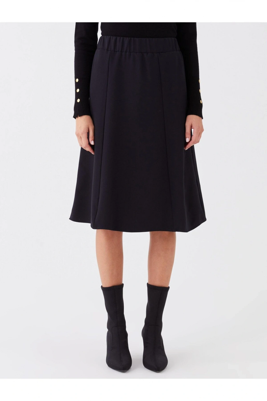 Beli Lastikli Düz A Kesim Kadın Etek