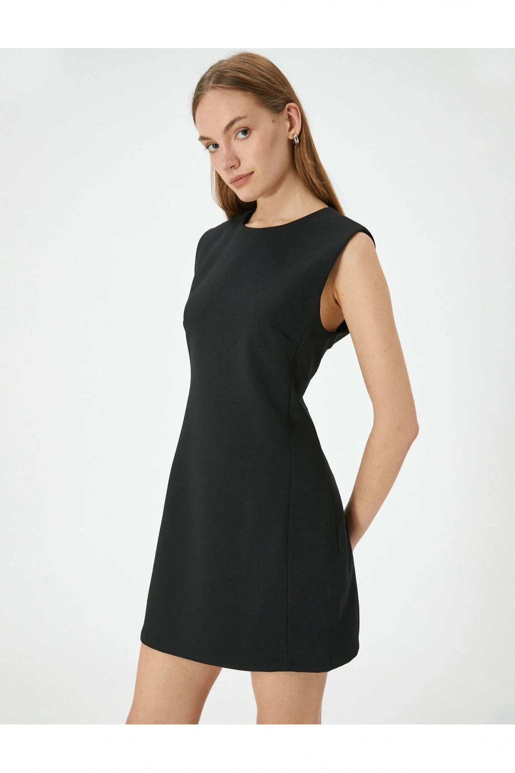 Mini Elbise Kolsuz Bisiklet Yaka