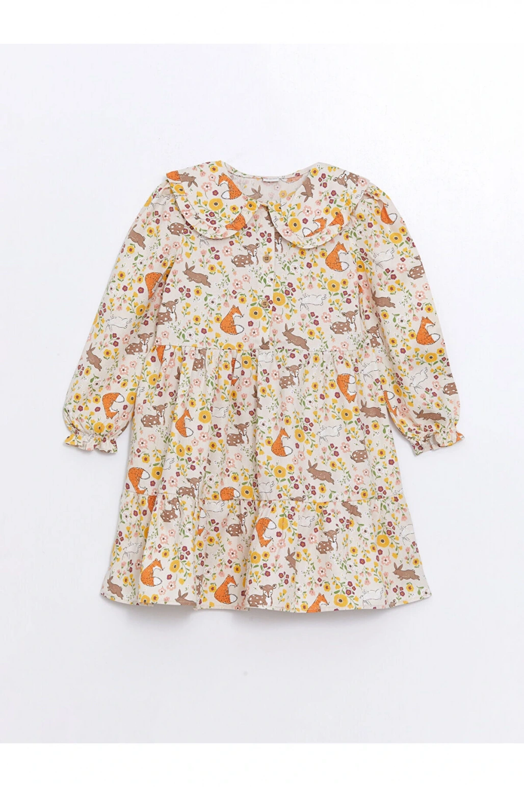 Lcw Kids Ekru Bebe Yaka Kız Çocuk Elbise