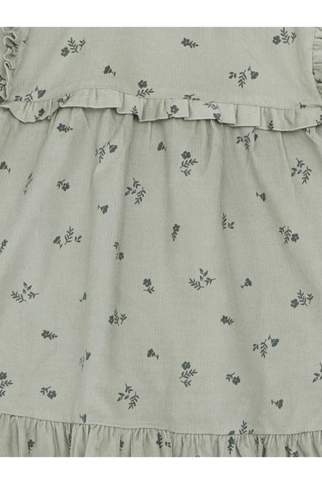 Yeşil Bisiklet Yaka Kız Bebek Çiçekli Kadife Elbise