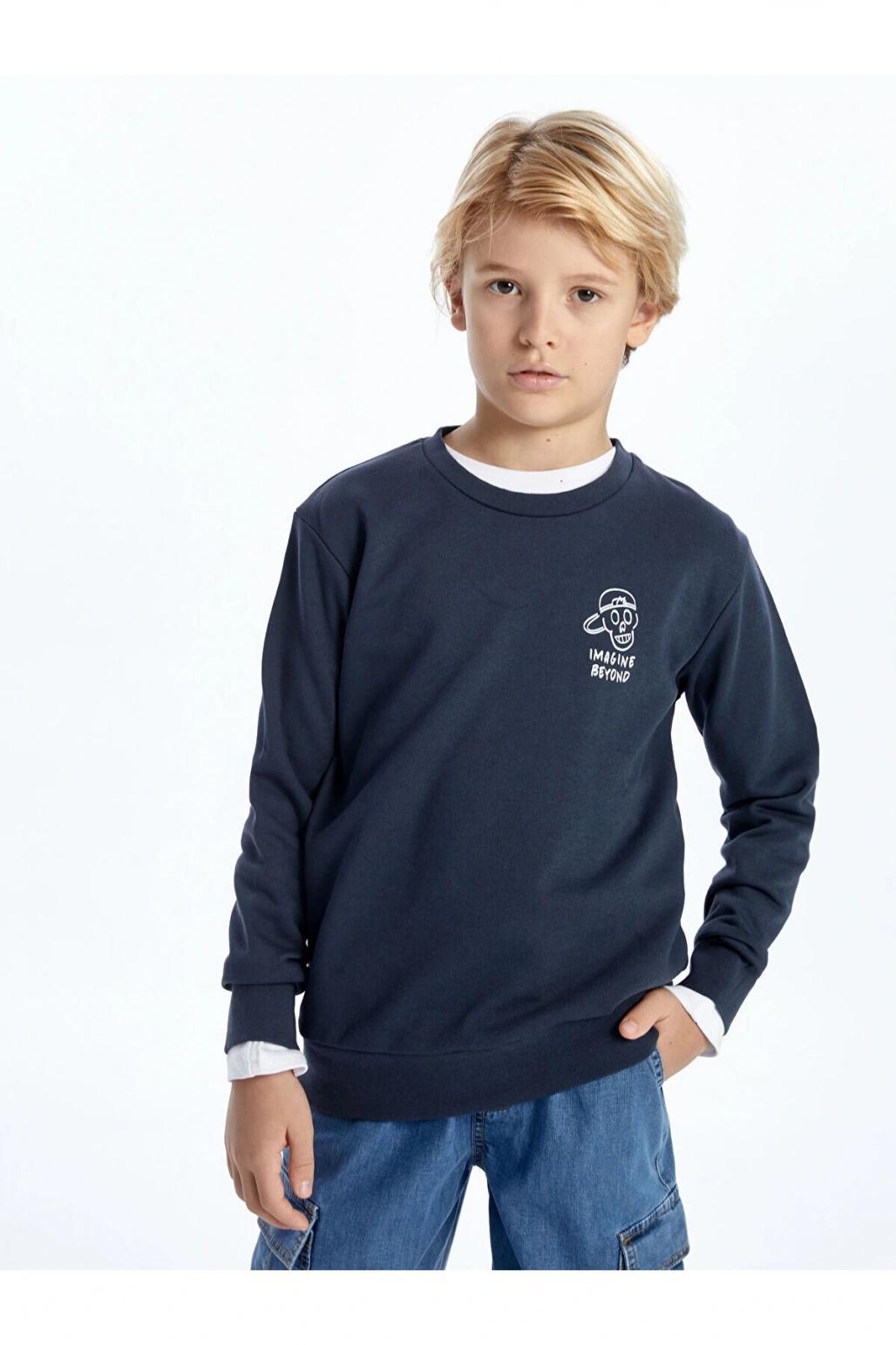 Lcw Bisiklet Yaka Baskılı Uzun Kollu Erkek Çocuk Sweatshirt