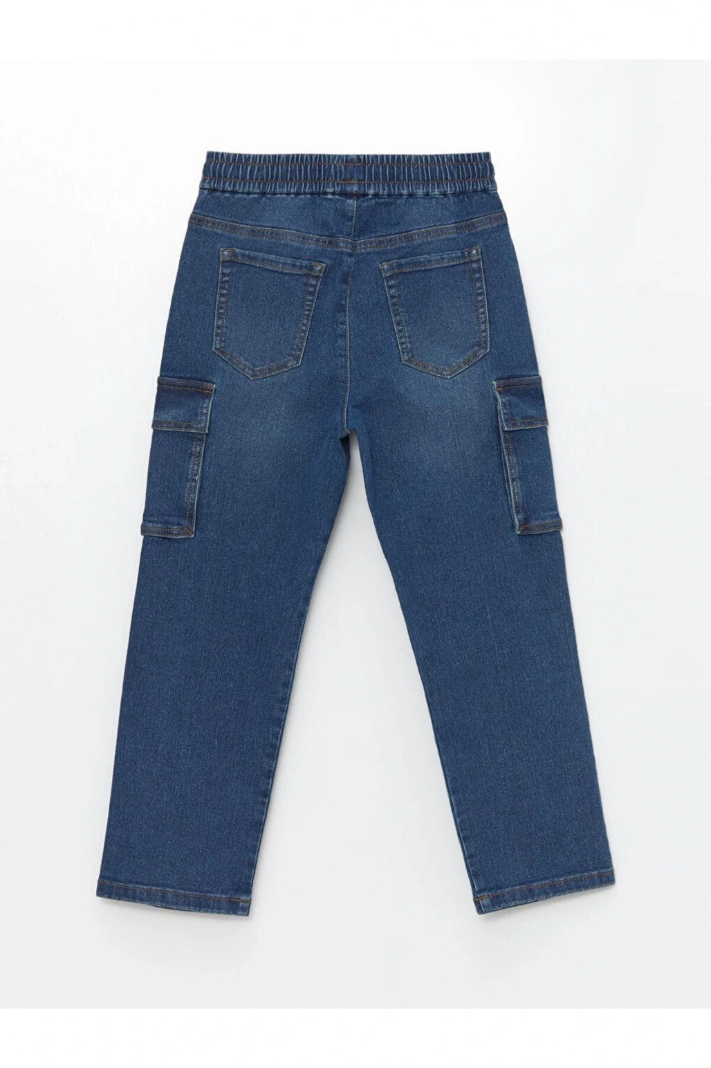Kids İndigo Beli Lastikli Erkek Çocuk Kargo Jean Pantolon