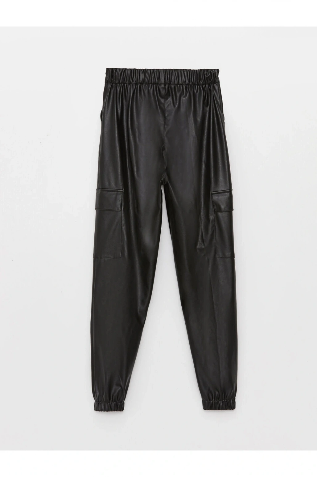 Beli Lastikli Deri Görünümlü Kız Çocuk Jogger Pantolon