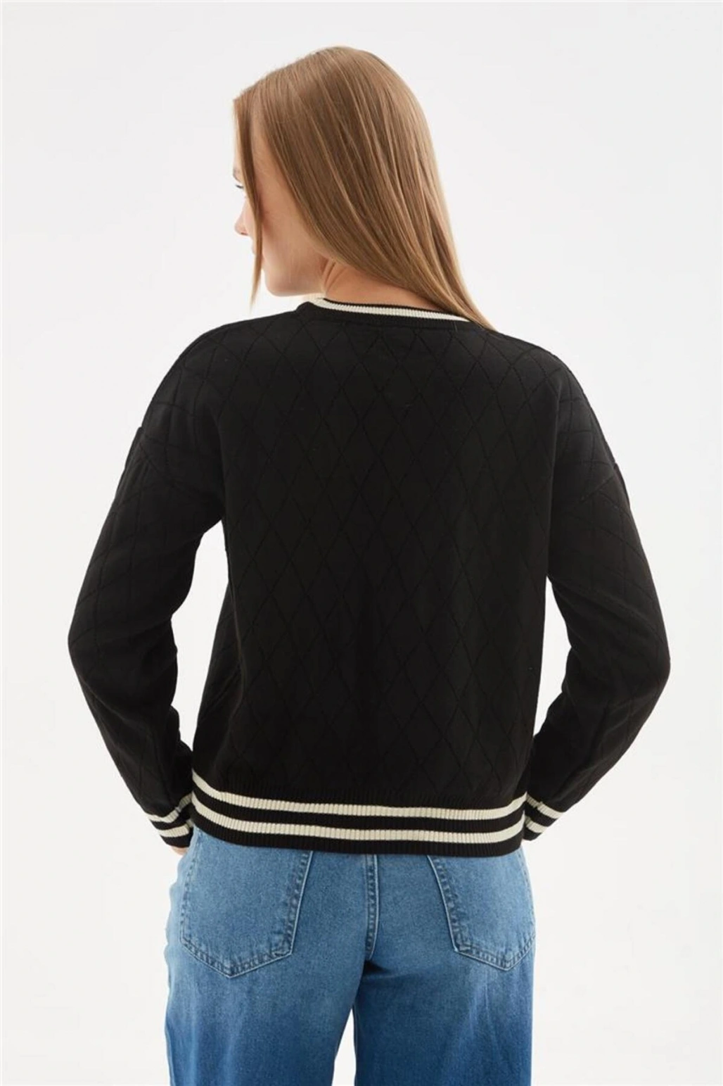 Baklava Desen Kazak Siyah