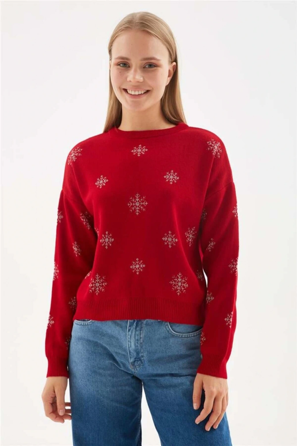 Desenli Kazak Kırmızı