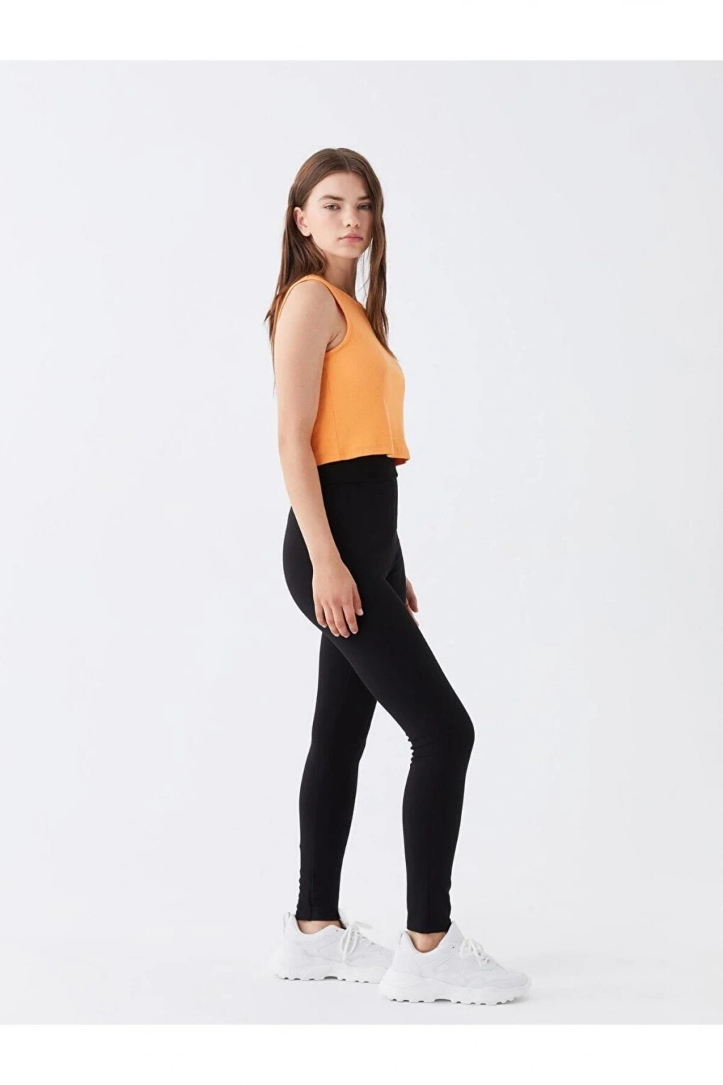 Kadın Beli Lastikli Düz Tayt