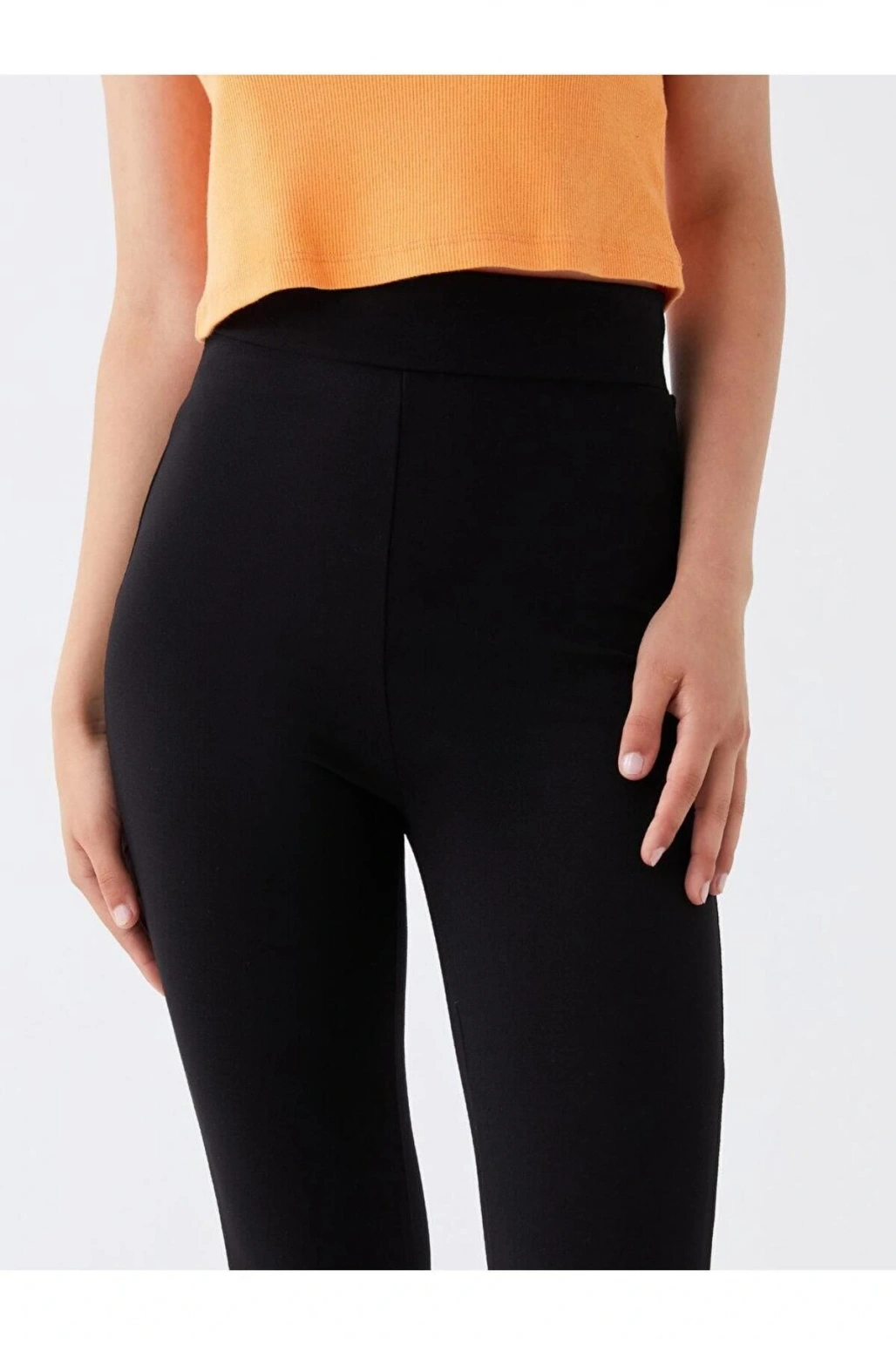 Kadın Beli Lastikli Düz Tayt