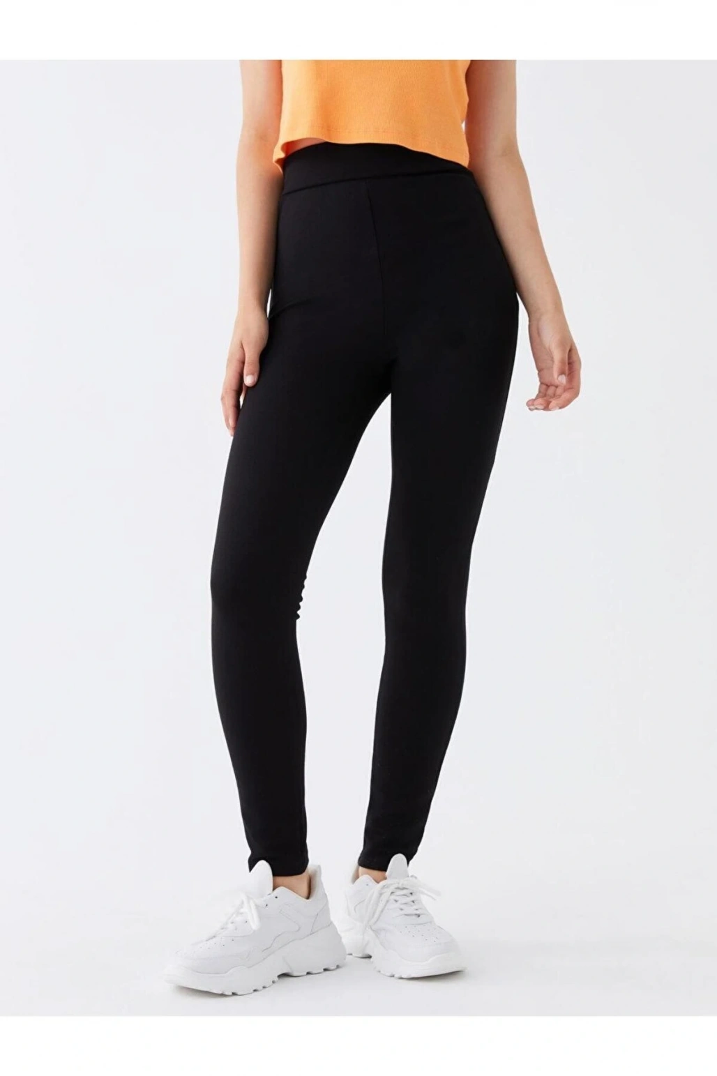 Kadın Beli Lastikli Düz Tayt