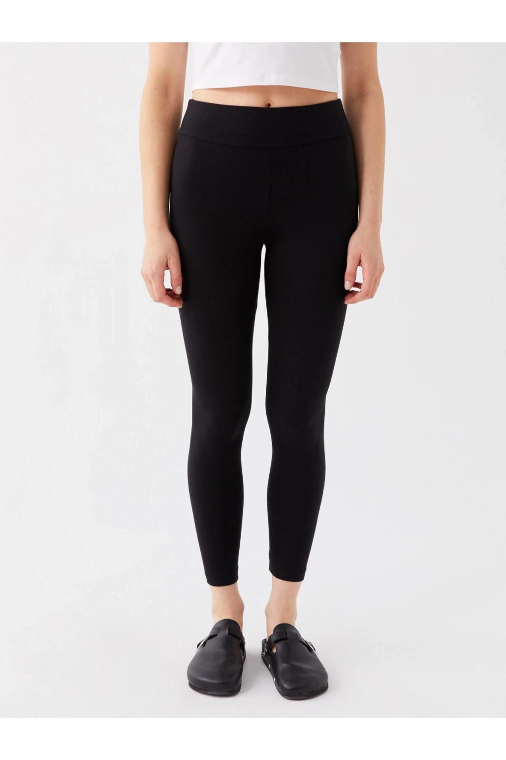 Kadın Beli Lastikli Düz Tayt