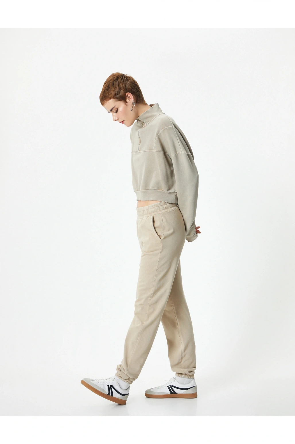 Şardonlu Jogger Eşofman Altı Cepli Soluk Efektli Rahat Kalıp Pamuklu