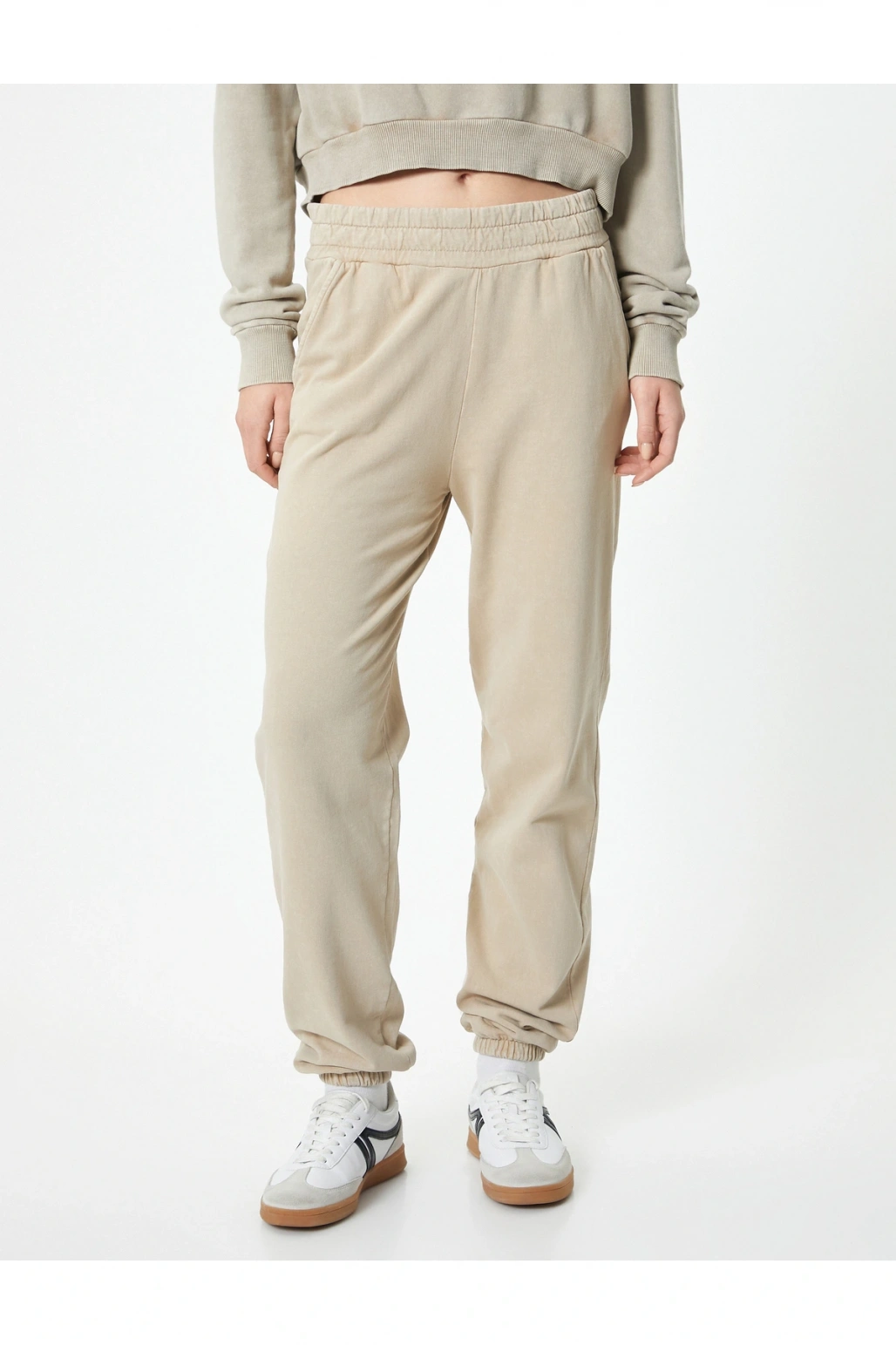 Şardonlu Jogger Eşofman Altı Cepli Soluk Efektli Rahat Kalıp Pamuklu