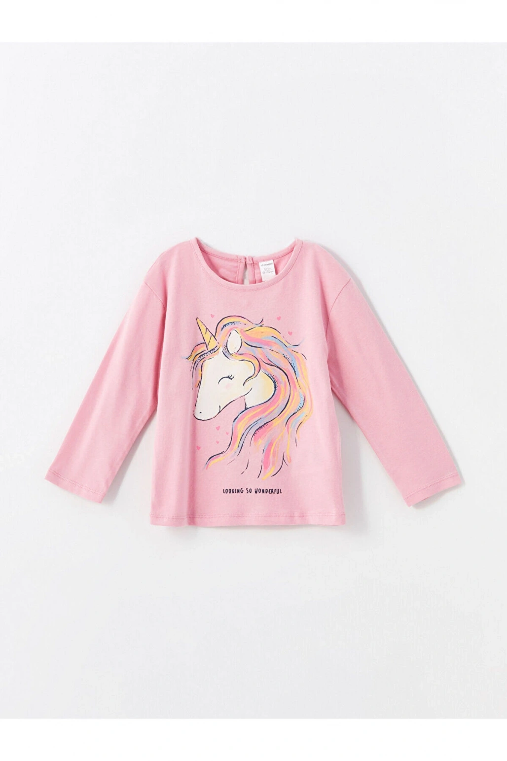 Bisiklet Yaka Uzun Kollu Baskılı Kız Bebek Tişört