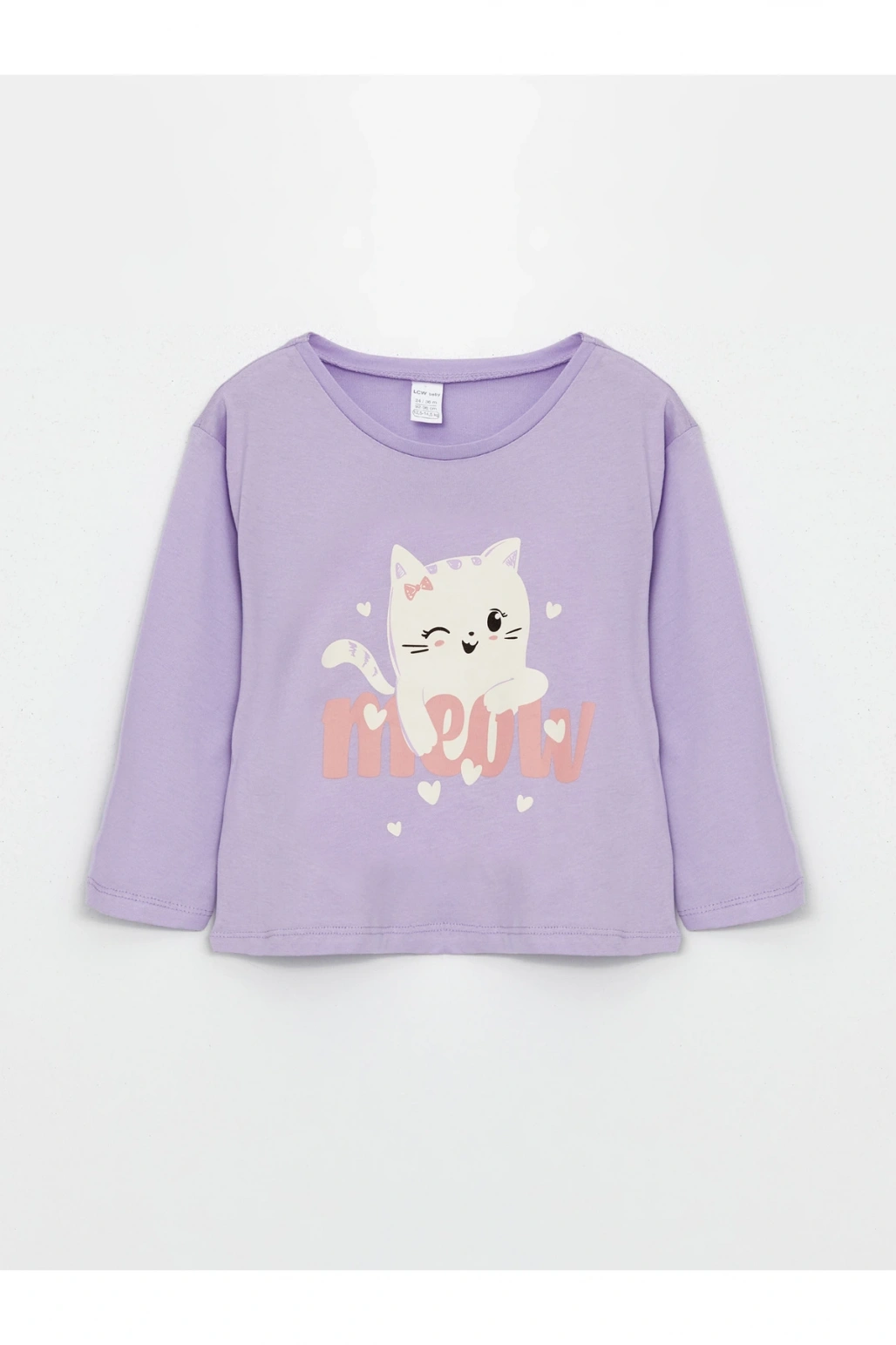 Bisiklet Yaka Uzun Kollu Baskılı Kız Bebek Tişört