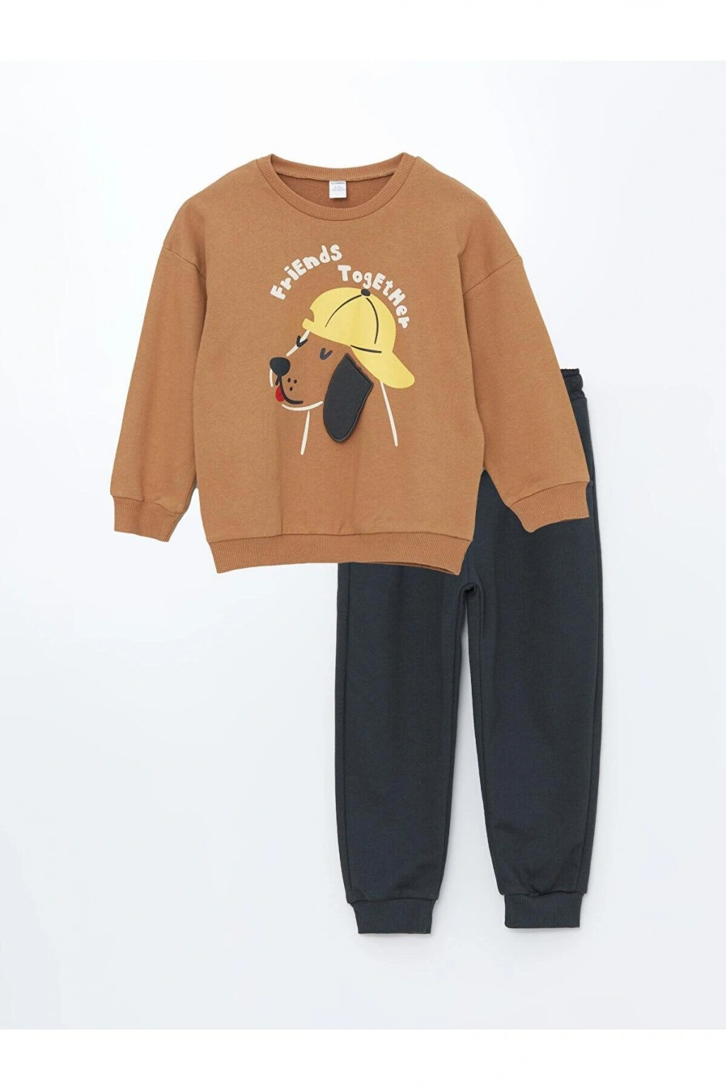 LCW Kids Bisiklet Yaka Uzun Kollu Baskılı Erkek Bebek Sweatshirt ve Eşofman Alt 2li Takım