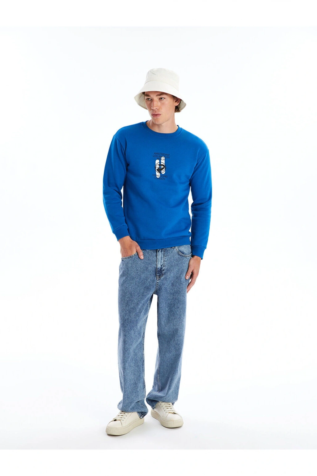 Lcw Bisiklet Yaka Uzun Kollu Baskılı Erkek Sweatshirt