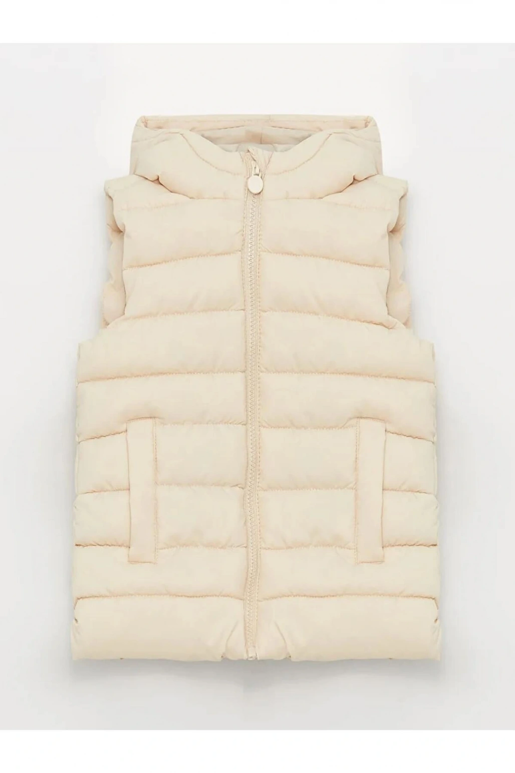 LCW Kids Bej Kapüşonlu Kız Çocuk Şişme Yelek