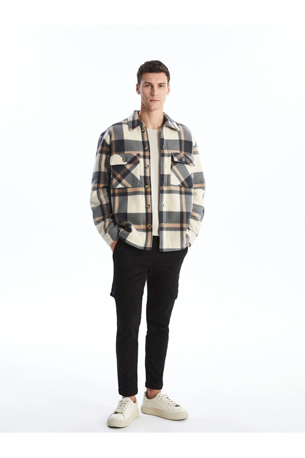 Rahat Kalıp Uzun Kollu Ekose Erkek Gömlek Ceket