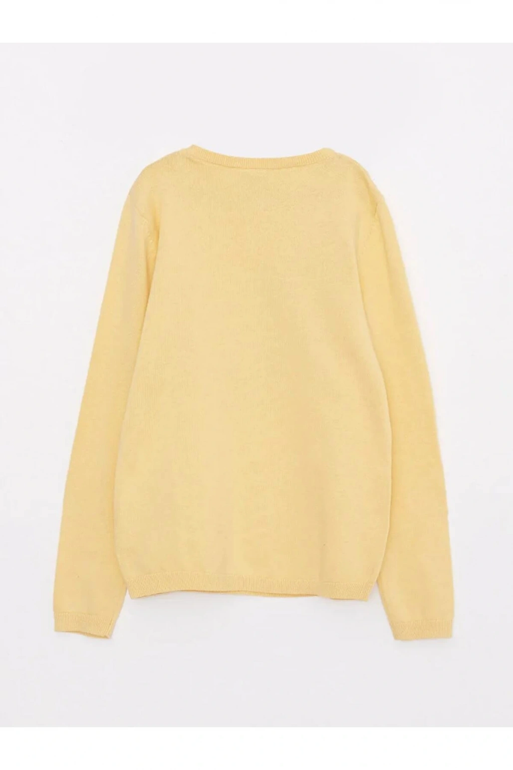 LCW Kids Sarı Bisiklet Yaka Baskılı Çift Yönlü Payetli Uzun Kollu Kız Çocuk Triko Kazak