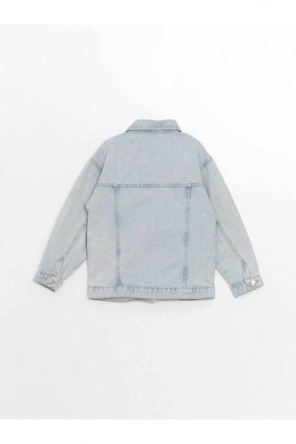 Asit Yıkamalı Basic Uzun Kollu Kız Çocuk Jean Ceket