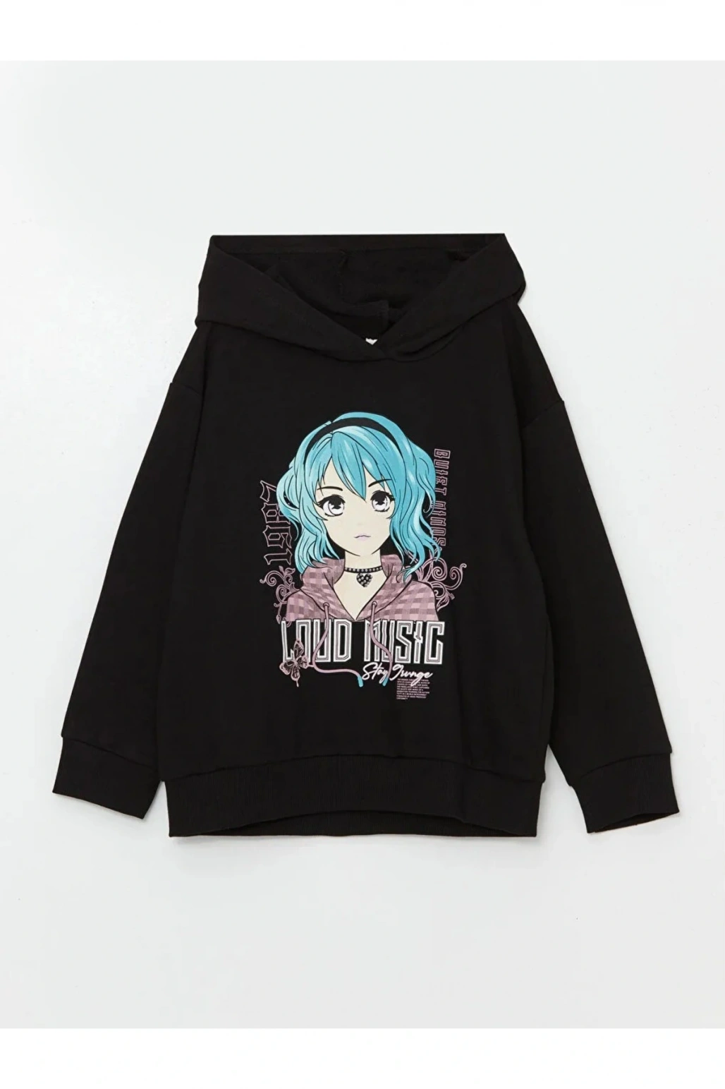 LCW Kids Kapüşonlu Baskılı Kız Çocuk Sweatshirt (W4)