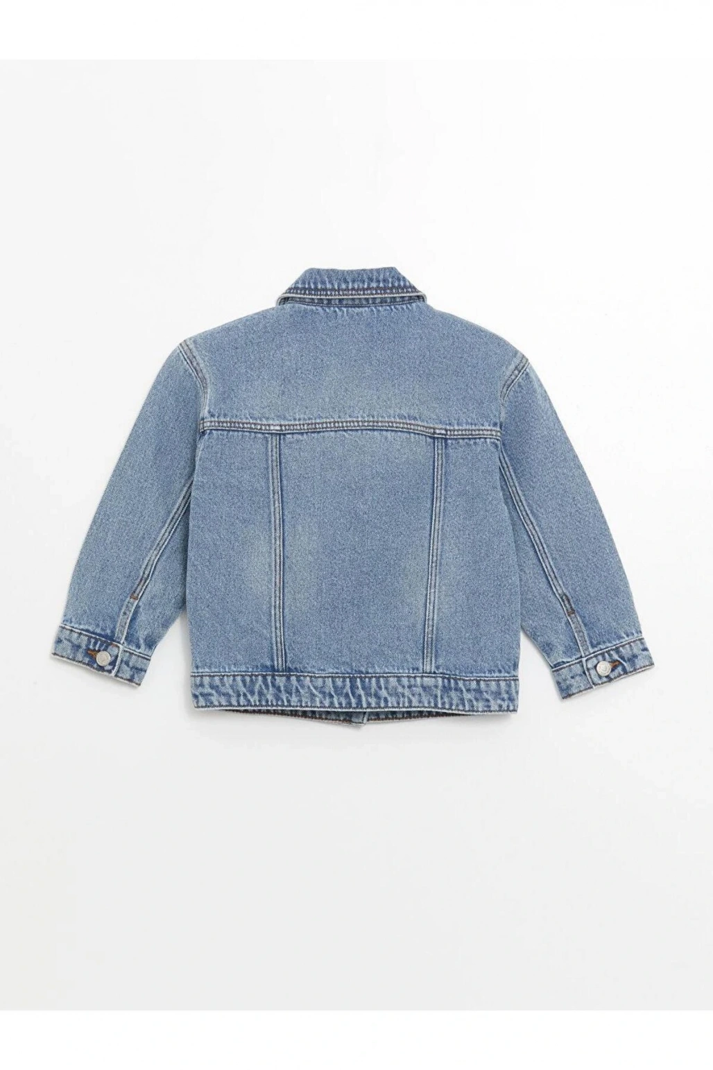 Asit Yıkamalı Gömlek Yaka Basic Kız Bebek Jean Ceket