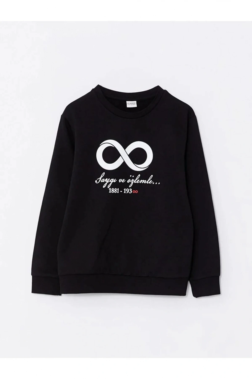 LCW Kids Siyah Bisiklet Yaka Baskılı Uzun Kollu Erkek Çocuk Sweatshirt