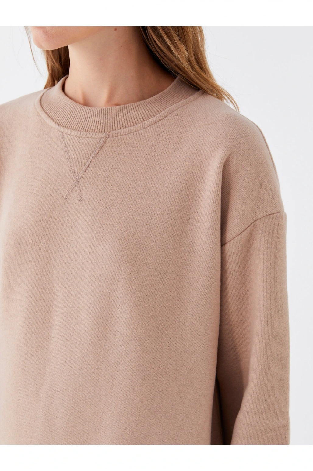 Bisiklet Yaka Düz Uzun Kollu Kadın Tunik