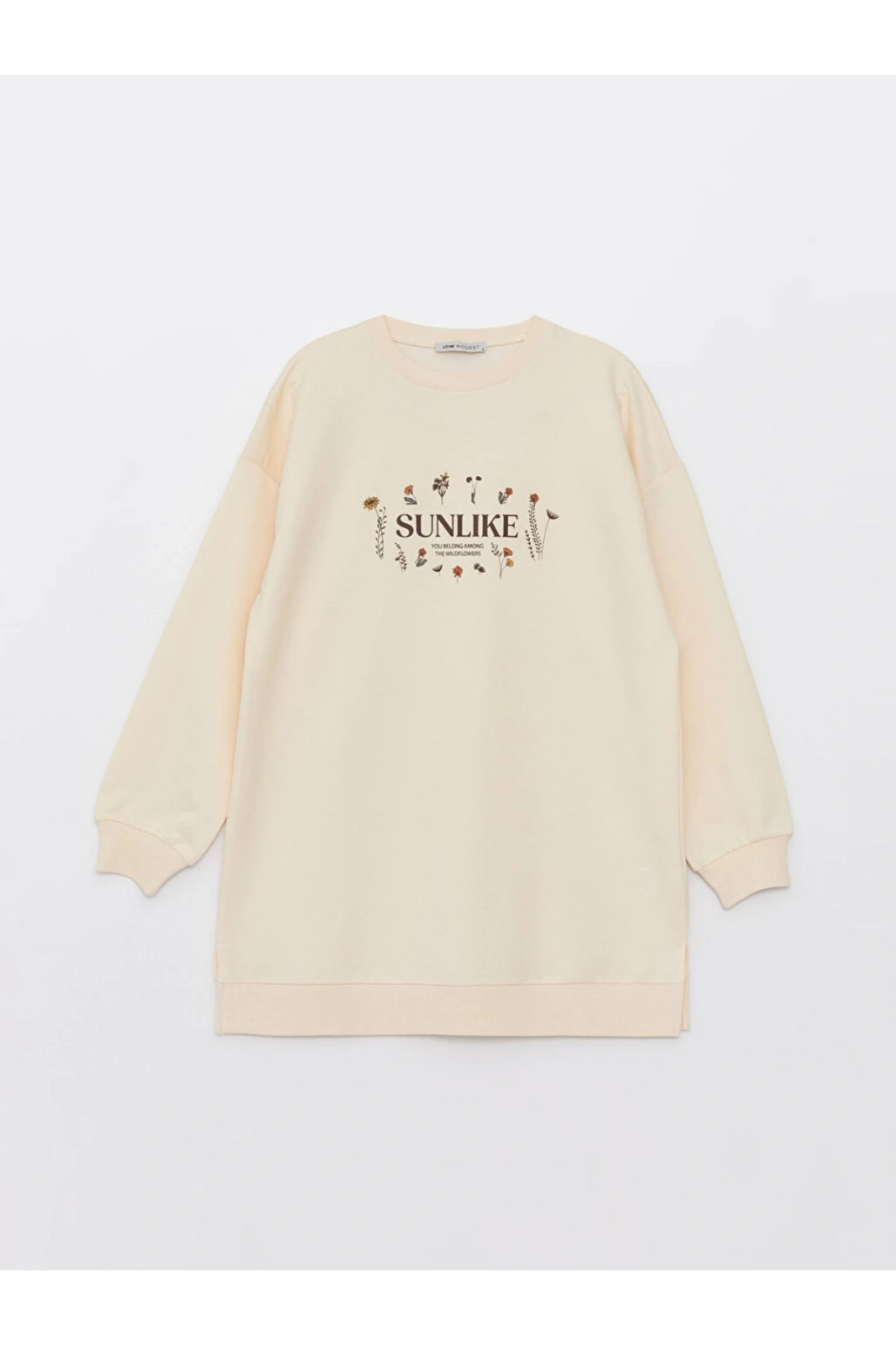 Bisiklet Yaka Baskılı Uzun Kollu Kadın Tunik