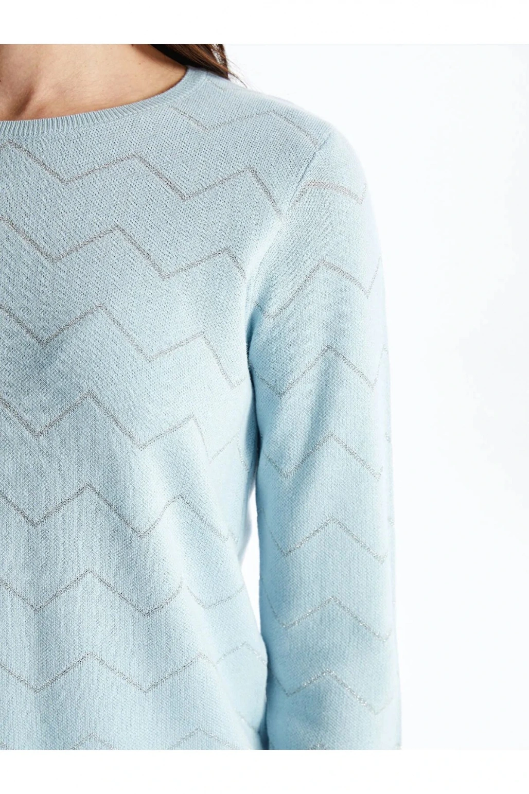 Grace Koyu Mor Bisiklet Yaka Desenli Kadın Triko Kazak