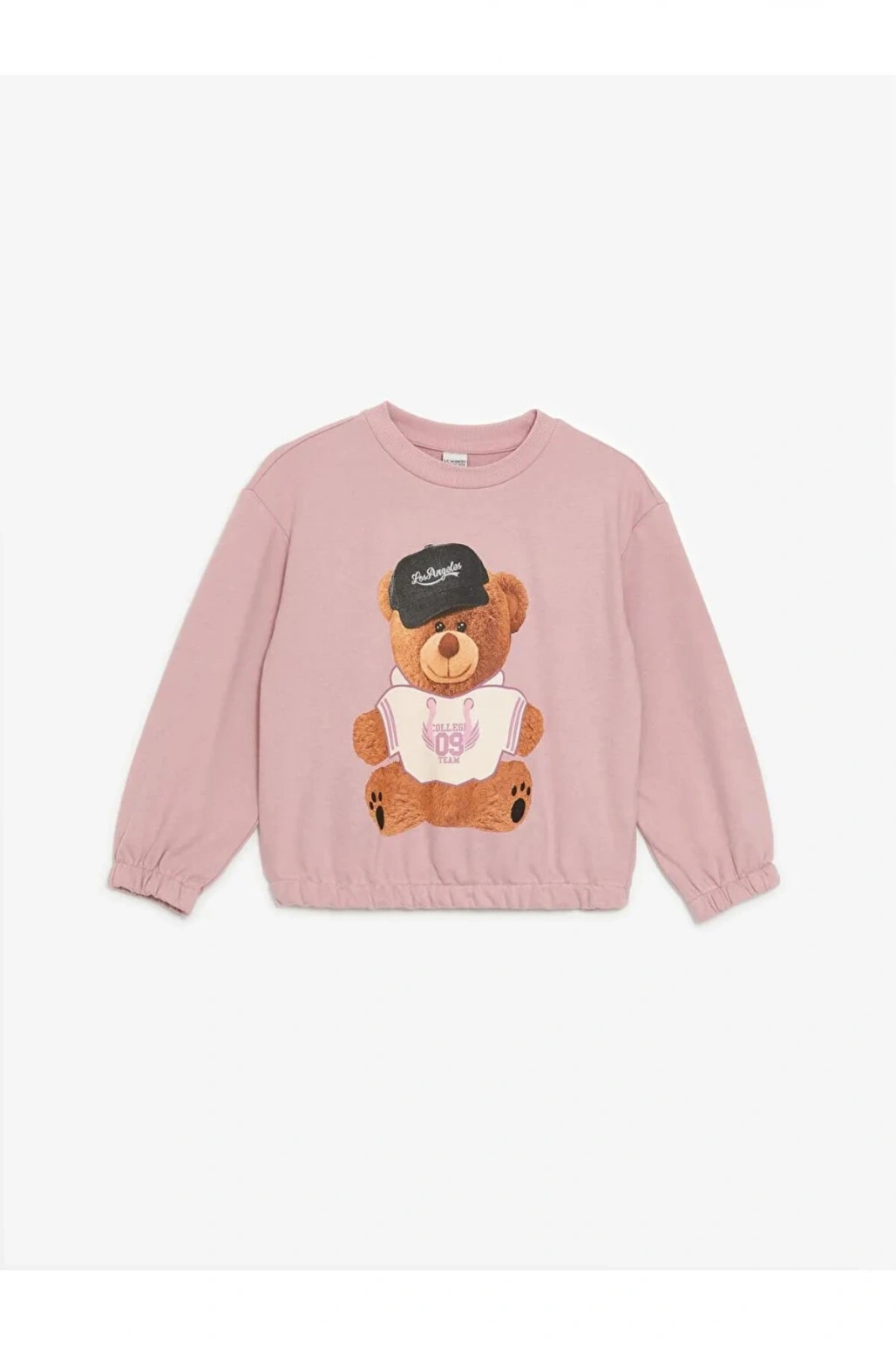 LCW Kids Pembe Bisiklet Yaka Baskılı Uzun Kollu Kız Çocuk Sweatshirt