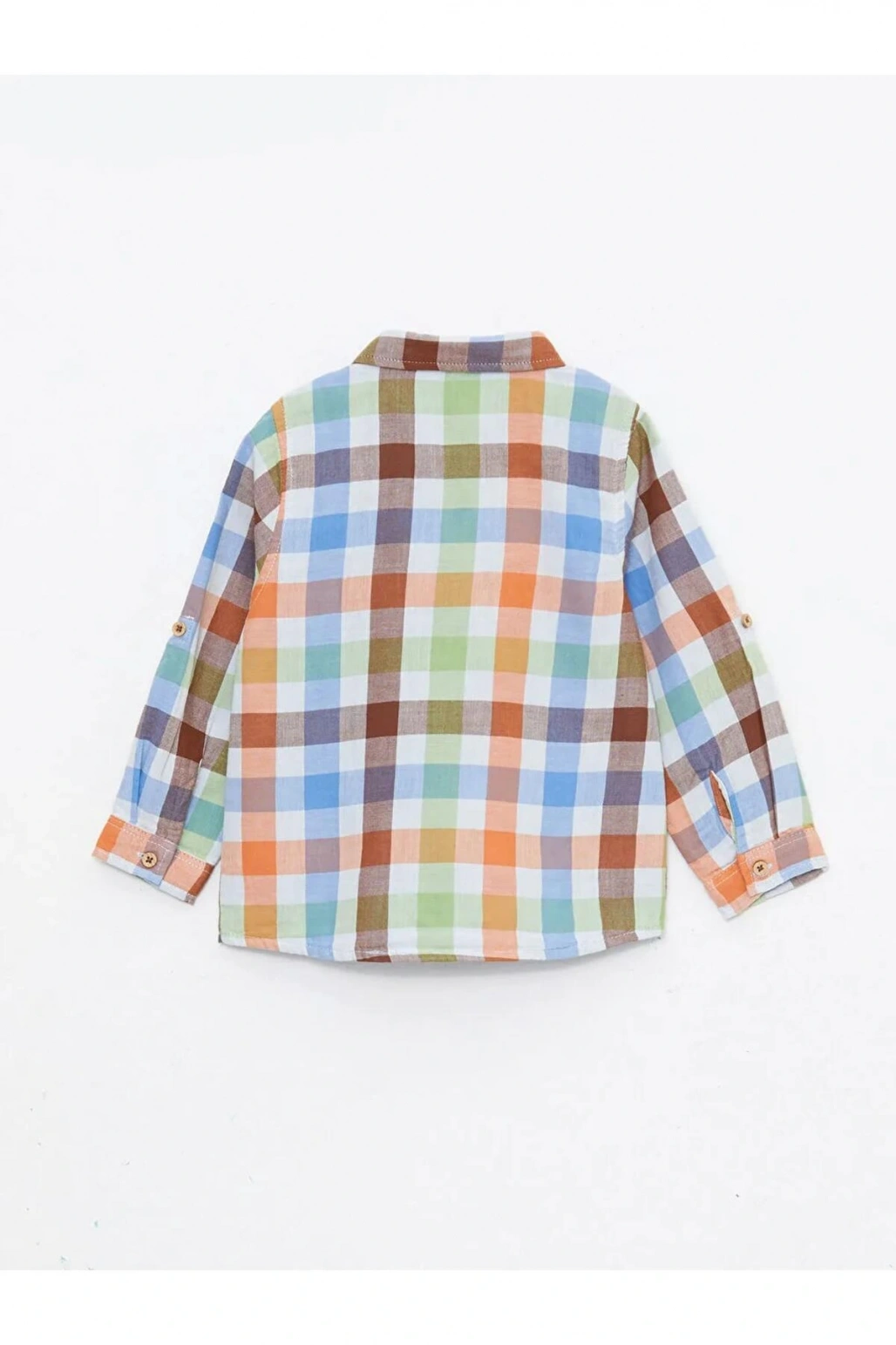 LCW baby Yeşil Uzun Kollu Ekose Desenli Pamuklu Erkek Bebek Gömlek