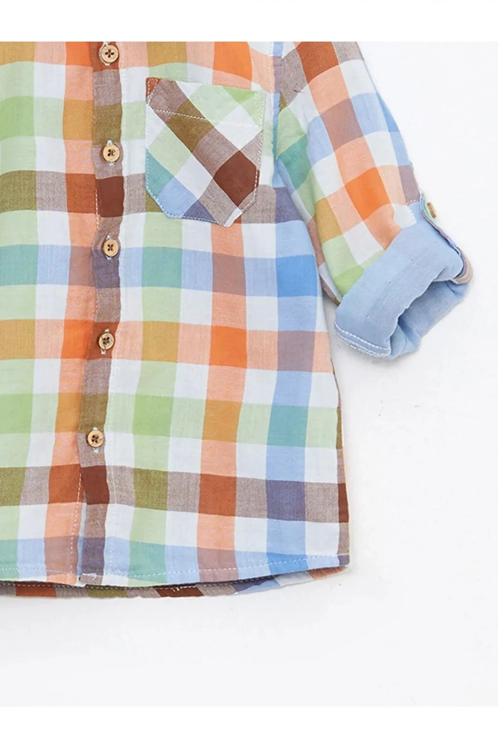 LCW baby Yeşil Uzun Kollu Ekose Desenli Pamuklu Erkek Bebek Gömlek
