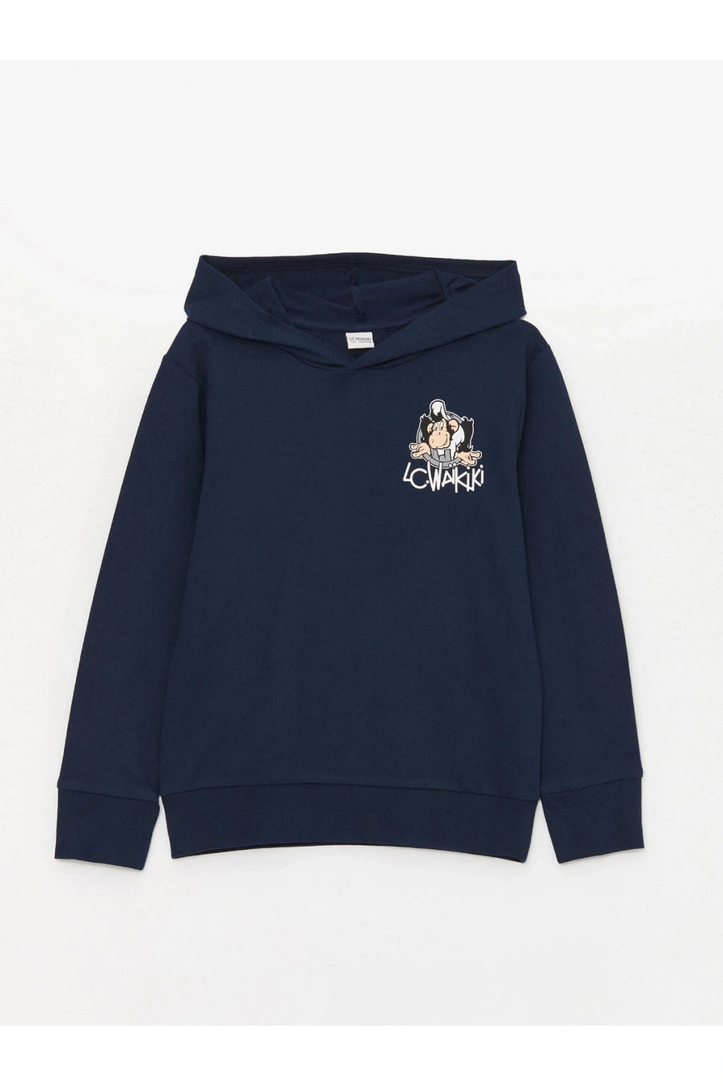 Nostaljik Maymun Baskılı Uzun Kollu Erkek Çocuk Hoodie