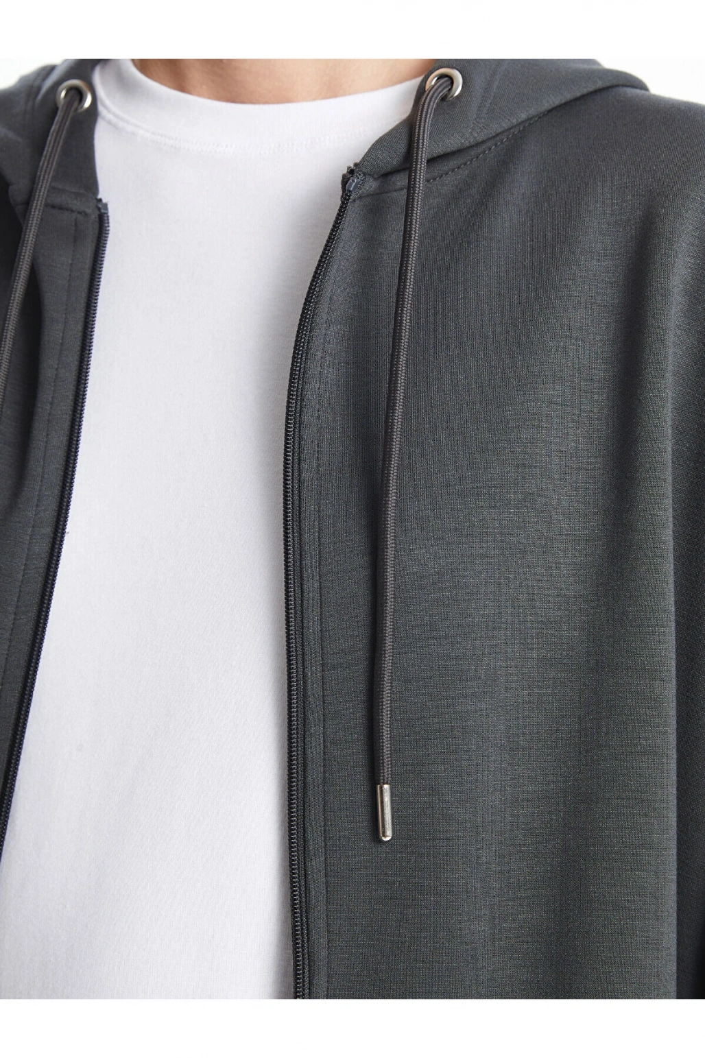 Lcwaikiki Basic Kapüşonlu Oversize Kadın Fermuarlı Sweat