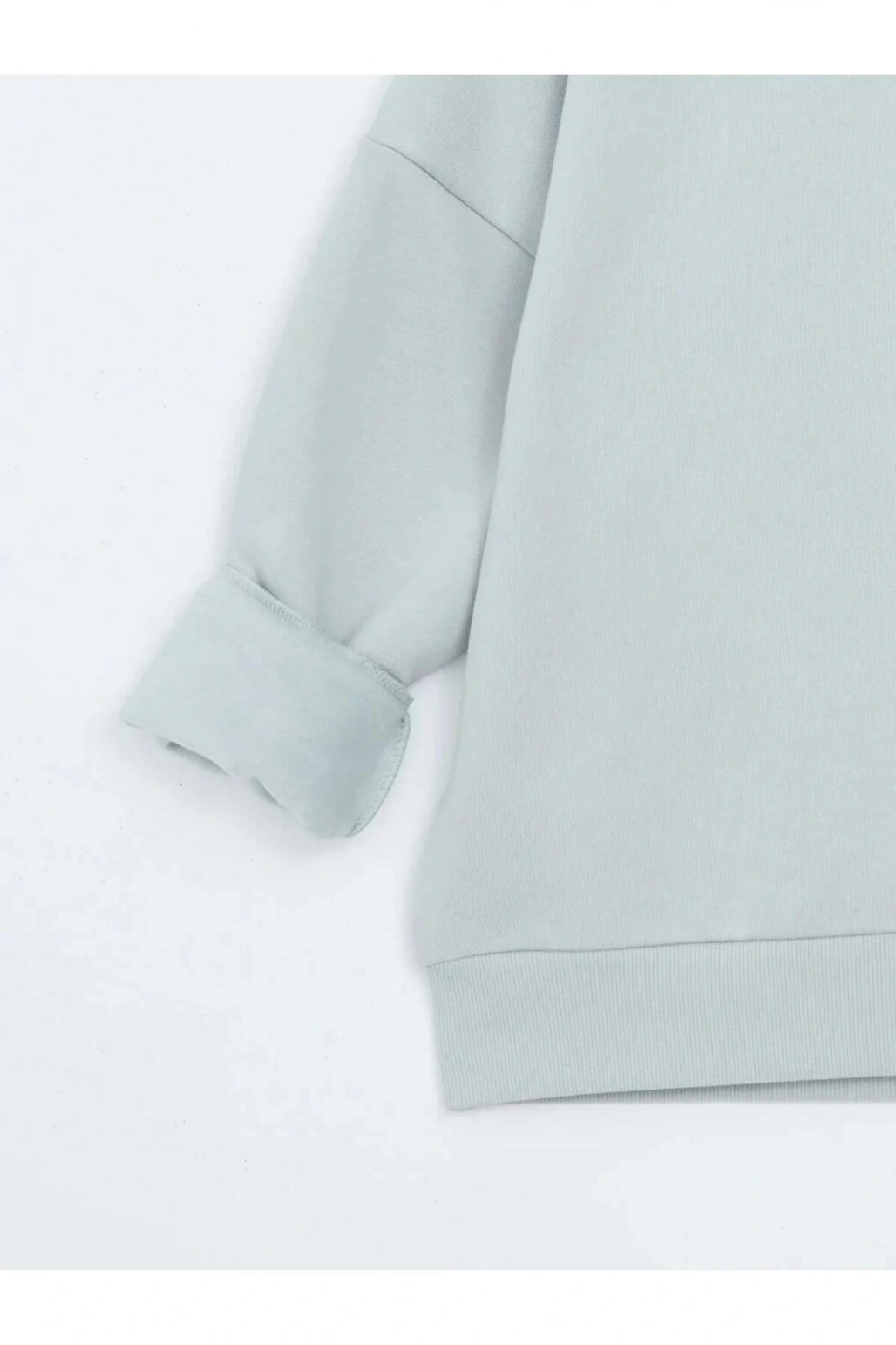 LCW Vision Gri Boston Baskılı Oversize Kadın Kalın Sweatshirt