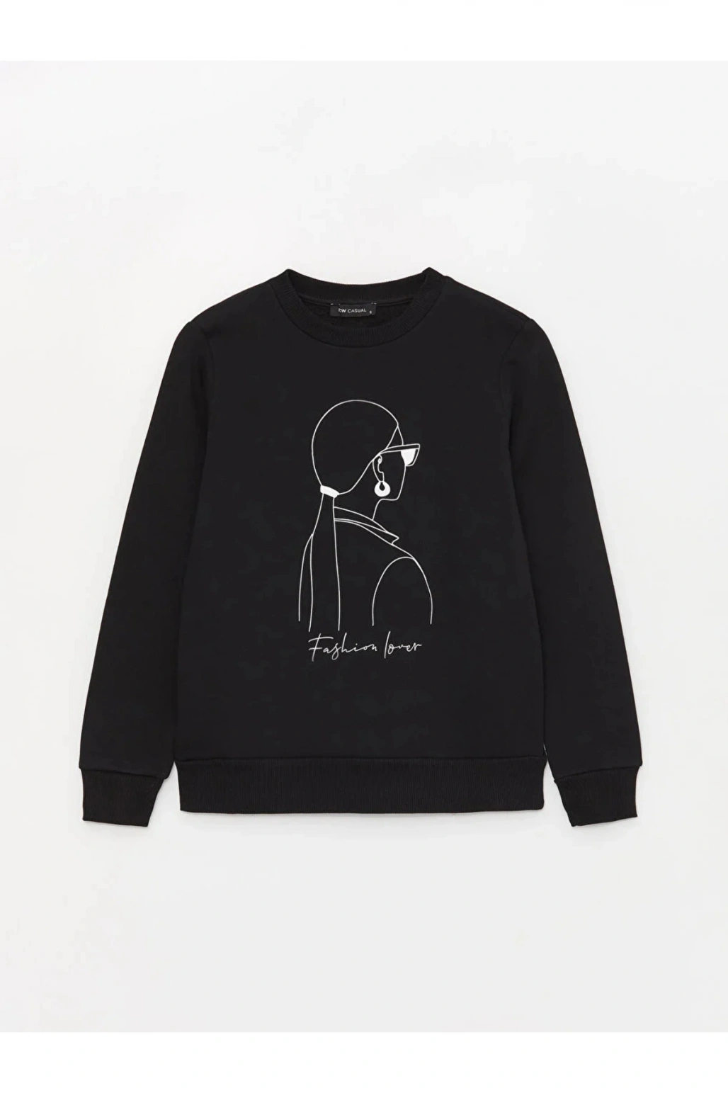 LCW Casual Bisiklet Yaka Baskılı Uzun Kollu Kadın Sweatshirt