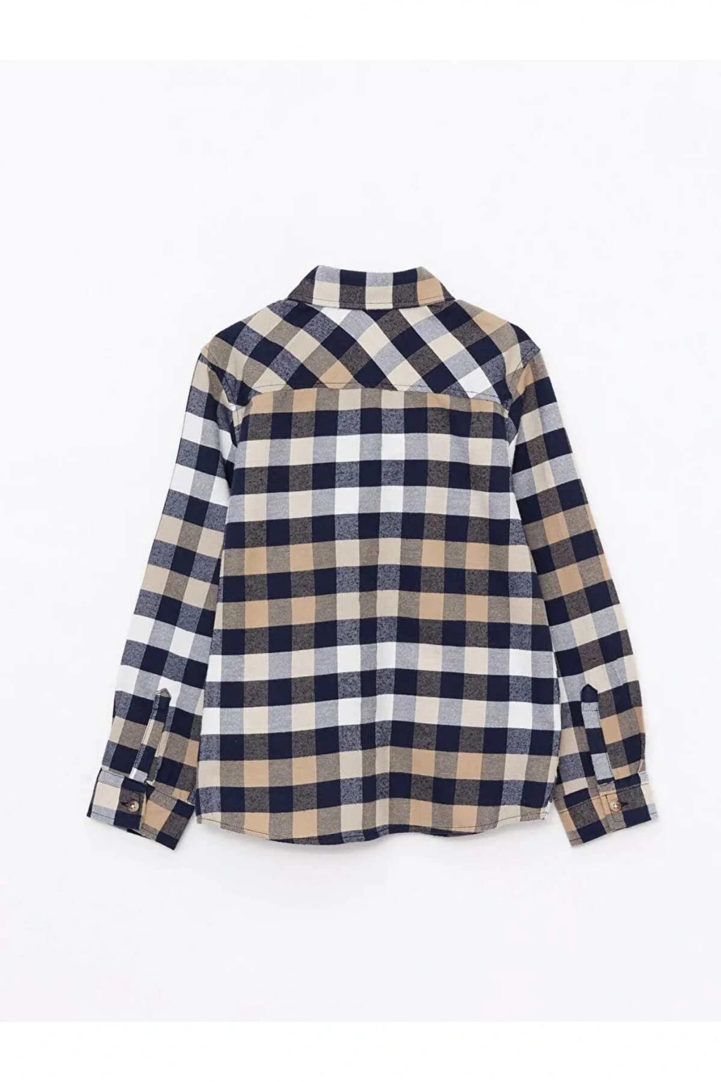 LCW Kids Bej Ekose Uzun Kollu Gabardin Erkek Çocuk Gömlek