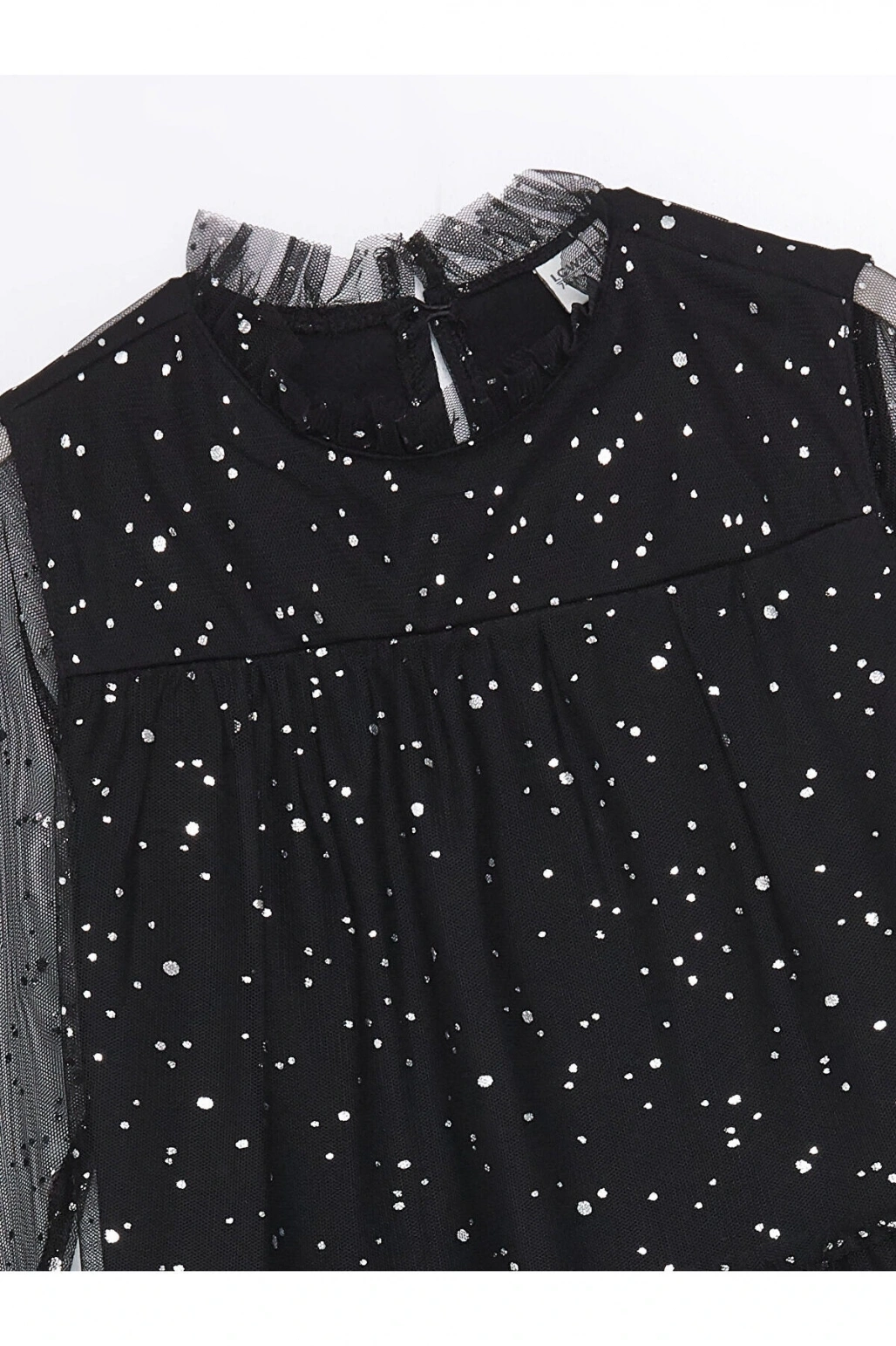 Lw - Bisiklet Yaka Işıltılı Kız Çocuk Elbise