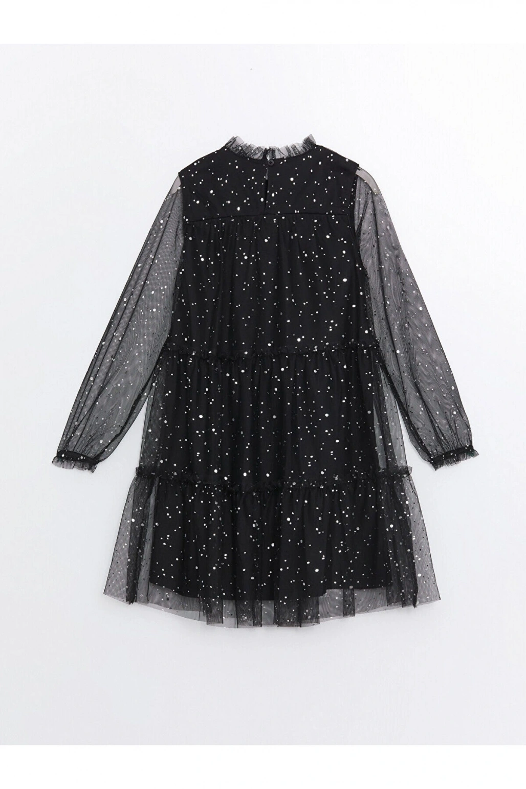 Lw - Bisiklet Yaka Işıltılı Kız Çocuk Elbise