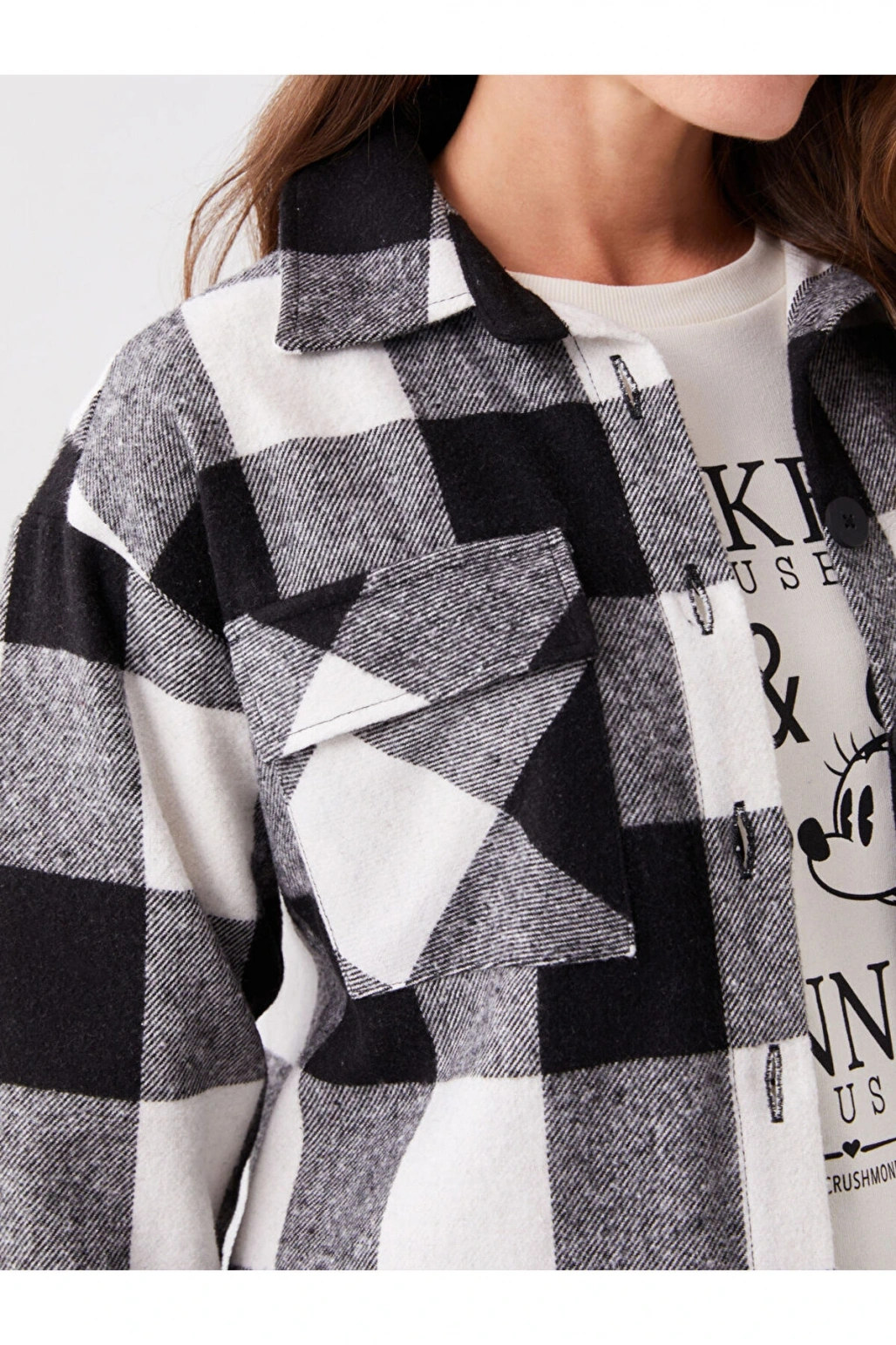 Siyah Ekose Uzun Kollu Hamile Oduncu Gömlek Ceket