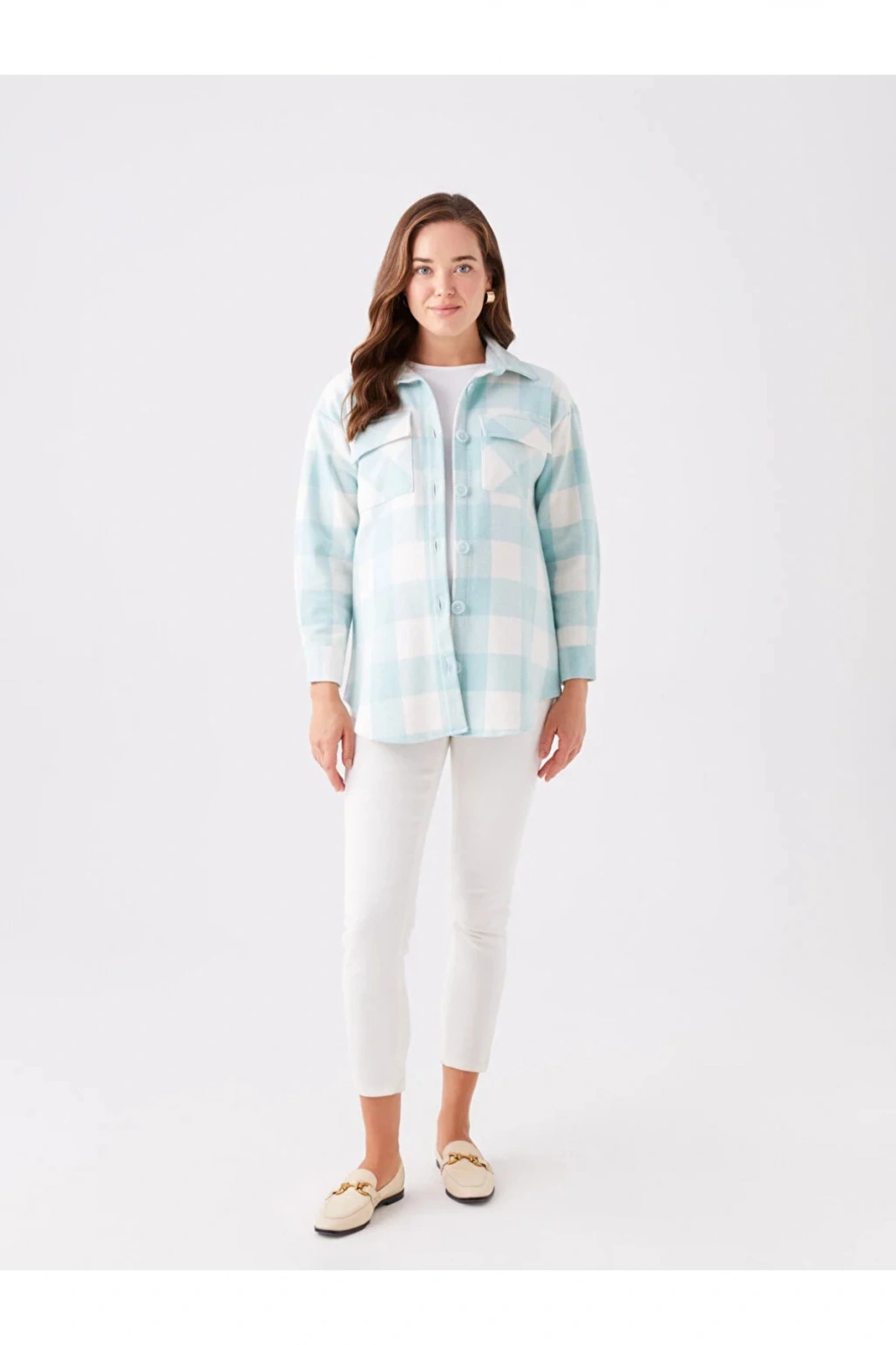 Maternity Ekose Uzun Kollu Hamile Oduncu Gömlek Ceket