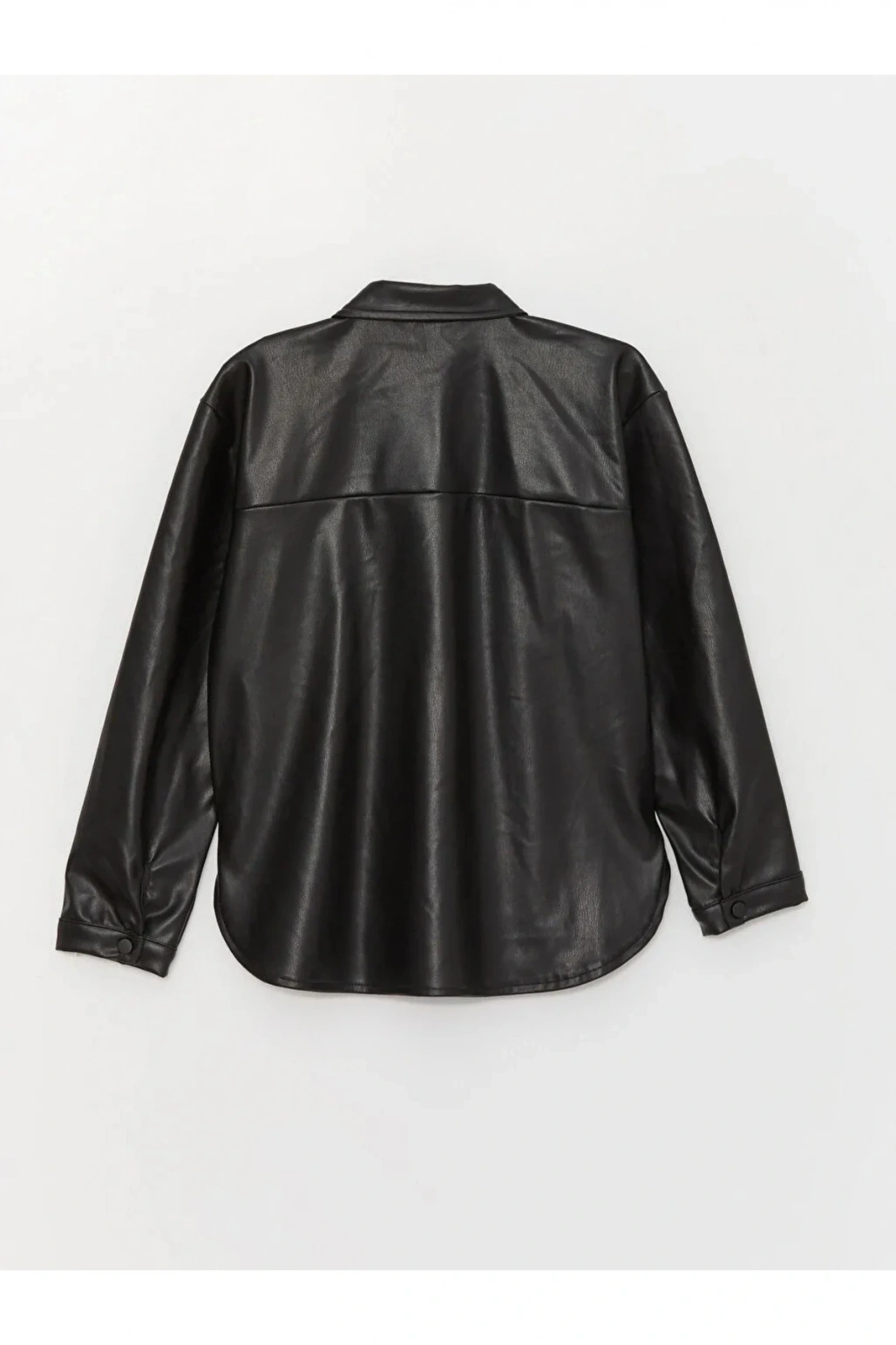 LCW Kids Basic Uzun Kollu Deri Görünümlü Kız Çocuk Gömlek