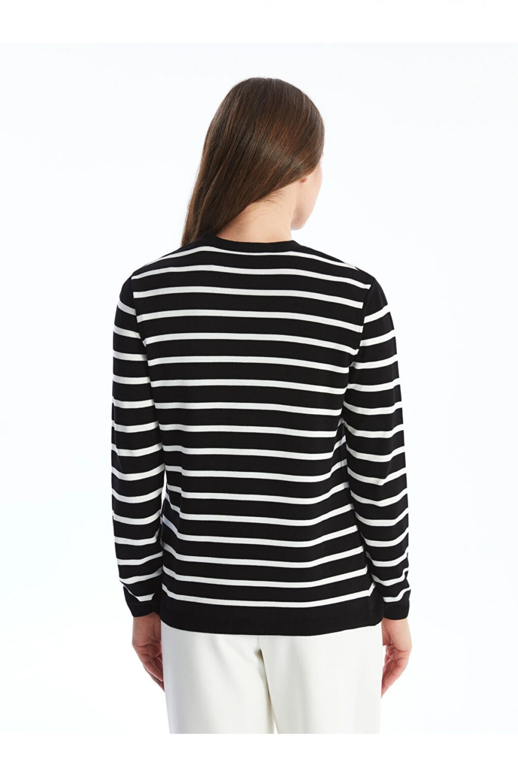 V Yaka Çizgili Uzun Kollu Hamile Triko Hırka ve Süveter Takım