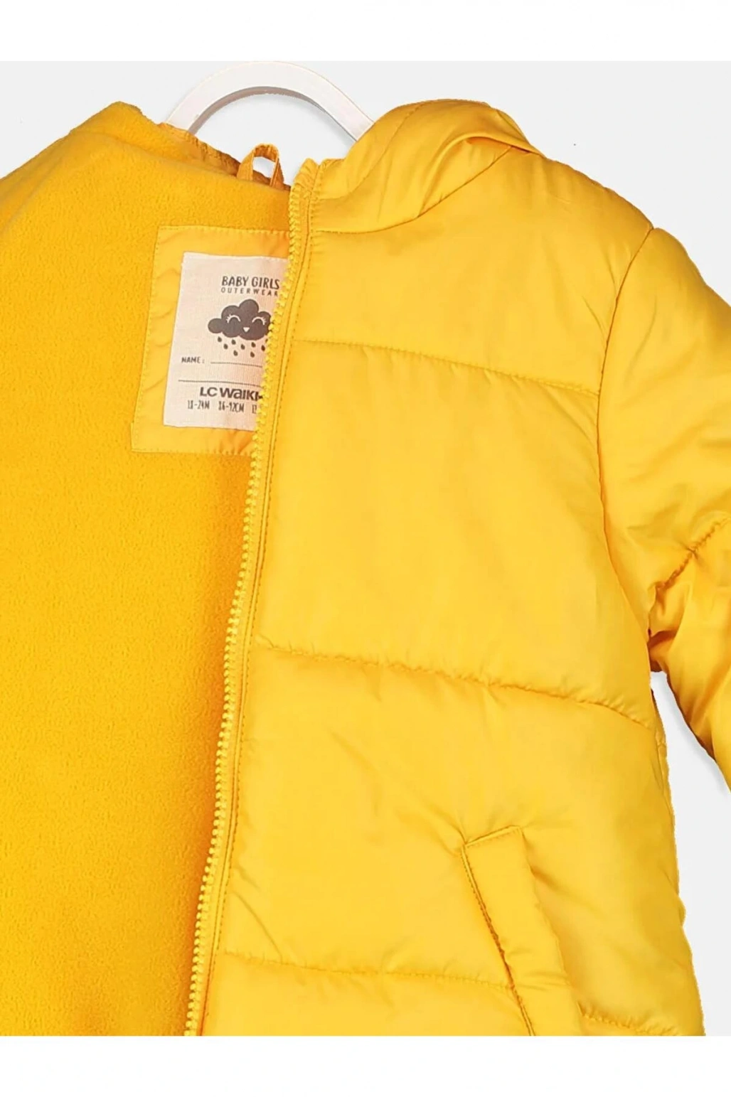 baby Sarı Kız Bebek Kapüşonlu Fermuarlı Mont