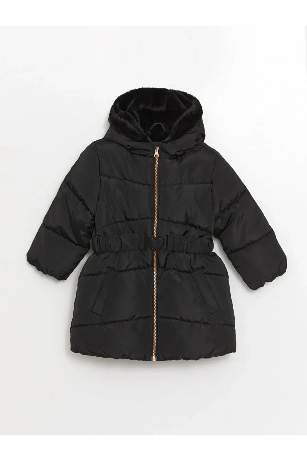 LCW Kids Yeni Siyah Kapüşonlu Kız Bebek Şişme Mont