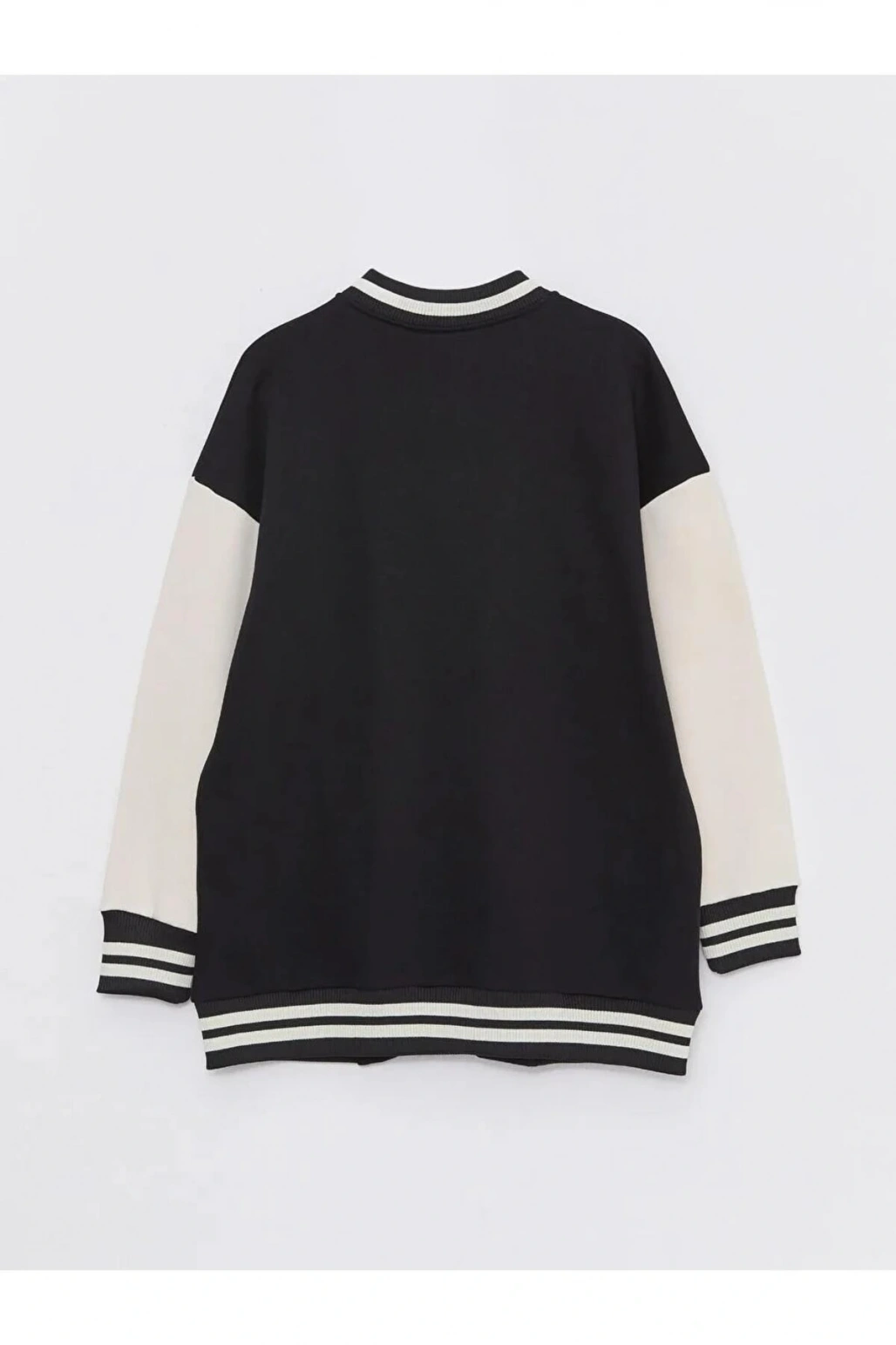 LCW Modest Siyah Bomber Yaka Nakışlı Kadın Kolej Ceket