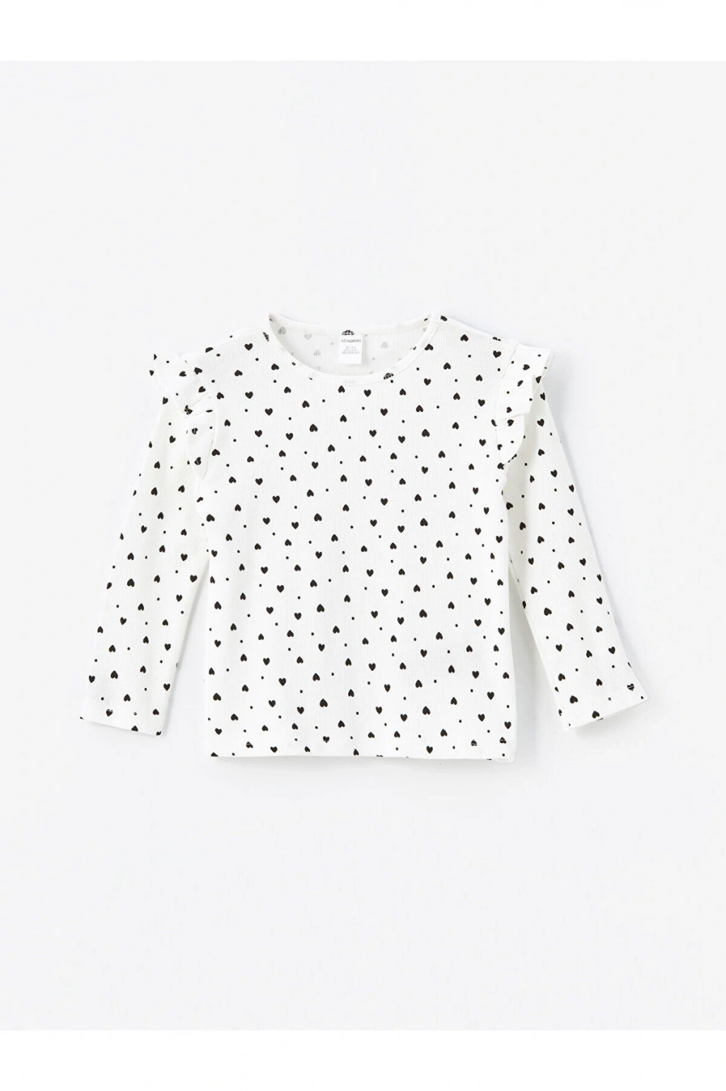 LCW Bisiklet Yaka Uzun Kollu Baskılı Kız Bebek Tişört
