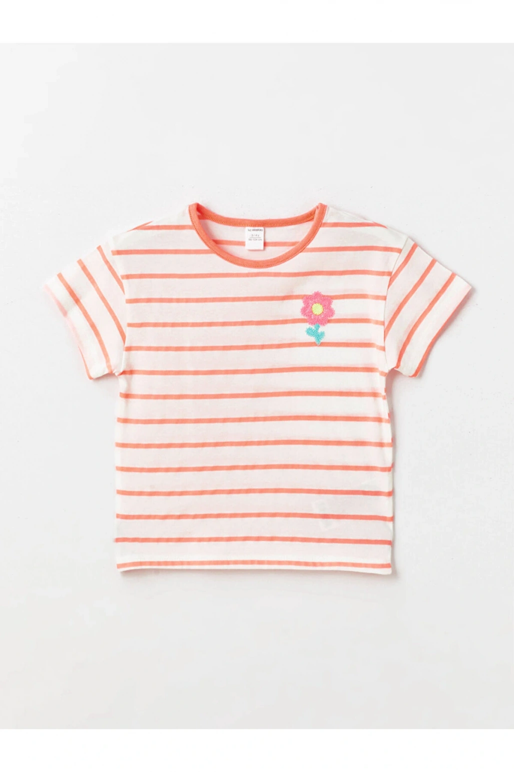 LCW baby Bisiklet Yaka Kısa Kollu Çizgili Kız Bebek Tişört ve Tayt 2li Takım