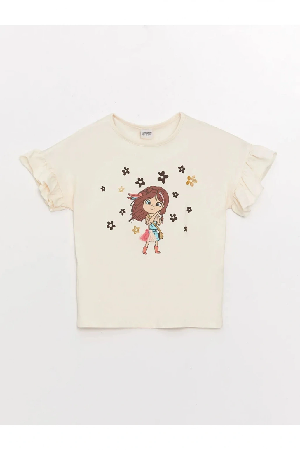 Lcw Kids Bisiklet Yaka Baskılı Kısa Kollu Kız Çocuk Tişört Ve Şort